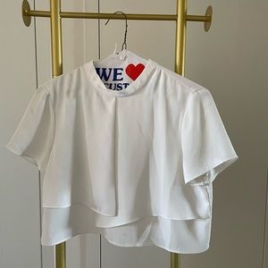 ZARA CROPPED WHITE BLOUSE